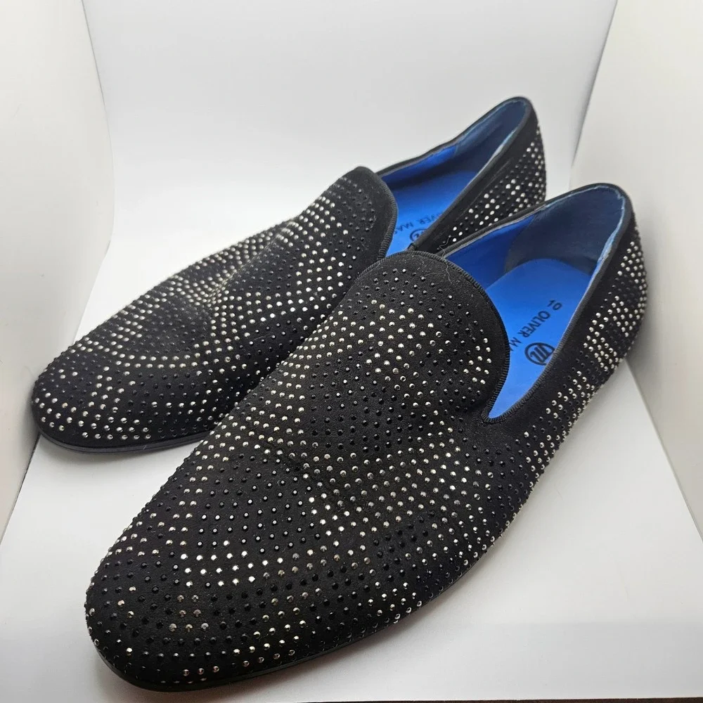 Oliver Mason Sz 10 Black Studded Loafers Mens Dress‎ Shoes Rhinestone Style